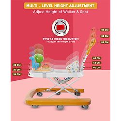 Babyhug Baby Walker with Parental Handle and Musical Toy Tray - Blue