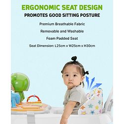 Babyhug Baby Walker with Parental Handle and Musical Toy Tray - Blue
