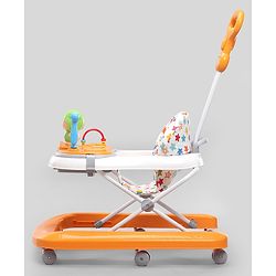 Babyhug Baby Walker with Parental Handle and Musical Toy Tray - Blue