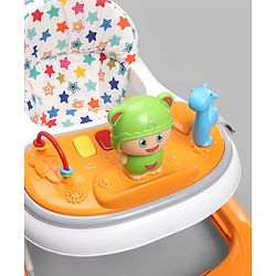 Babyhug Baby Walker with Parental Handle and Musical Toy Tray - Blue