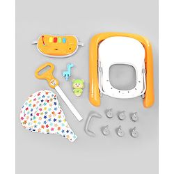 Babyhug Baby Walker with Parental Handle and Musical Toy Tray - Blue