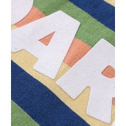 Babyhug Cotton Knit Half Sleeves Striped T-Shirt & Shorts Set With Text Print & Lion Patch - Multicolor