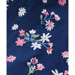 Babyhug Cotton Knit Full Sleeves Floral Printed T-Shirt - Navy Blue