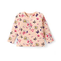 Babyhug Cotton Knit Full Sleeves Top With Floral Print - Pink