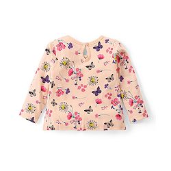 Babyhug Cotton Knit Full Sleeves Top With Floral Print - Pink