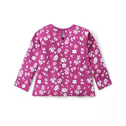 Babyhug Cotton Knit Full Sleeves Top With Floral Print - Dark Pink