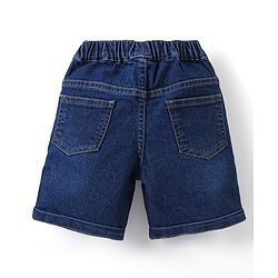 Babyhug Single Jersey Knit Half Sleeves Striped Polo T-Shirt & Denim Shorts Set - Multicolor
