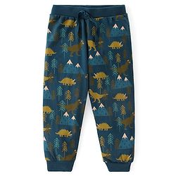 Babyhug Cotton Knit Full Length Lounge Pant Dino Print Pack of 2 - Multicolour