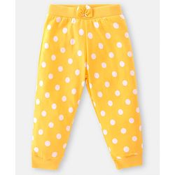 Babyhug Cotton Knit Full Length Lounge Pants with Polka Dot & Floral Print Pack of 2 - Yellow & Pink