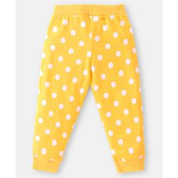 Babyhug Cotton Knit Full Length Lounge Pants with Polka Dot & Floral Print Pack of 2 - Yellow & Pink