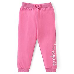 Babyhug Cotton Knit Lounge Pants Unicorn & Floral Print with Bow Applique  Pack of 2 - Multicolour