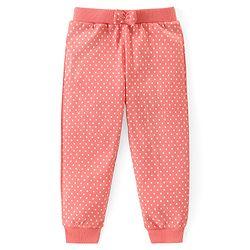 Babyhug Cotton Knit Full Length  Lounge Pants Polka Dots & Floral Printed with Bow Applique Pack of 2 - Multicolour