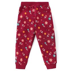 Babyhug Cotton Knit Full Length  Lounge Pants Polka Dots & Floral Printed with Bow Applique Pack of 2 - Multicolour