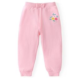 Babyhug Cotton Knit Full Length Lounge Pants Polka Dots & Floral Print with Bow Detailing Pack of 3 - Pink & Blue