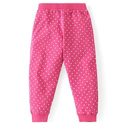 Babyhug Cotton Knit Full Length Lounge Pants Polka Dots & Floral Print with Bow Detailing Pack of 3 - Pink & Blue