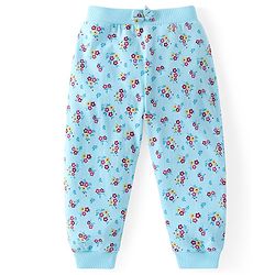 Babyhug Cotton Knit Full Length Lounge Pants Polka Dots & Floral Print with Bow Detailing Pack of 3 - Pink & Blue