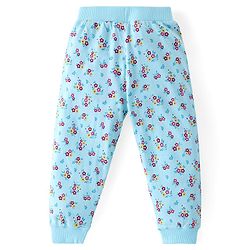 Babyhug Cotton Knit Full Length Lounge Pants Polka Dots & Floral Print with Bow Detailing Pack of 3 - Pink & Blue