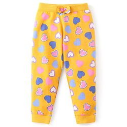 Babyhug Cotton Knit Full Length Lounge Pants Polka Dots & Hearts Printed with Bow Applique Pack of 3 - Multicolour
