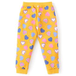 Babyhug Cotton Knit Full Length Lounge Pants Polka Dots & Hearts Printed with Bow Applique Pack of 3 - Multicolour