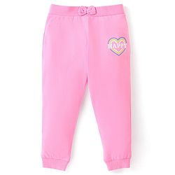 Babyhug Cotton Knit Full Length Lounge Pants Polka Dots & Hearts Printed with Bow Applique Pack of 3 - Multicolour