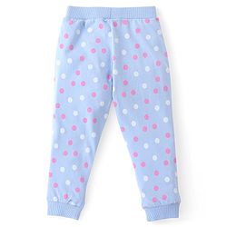 Babyhug Cotton Knit Full Length Lounge Pants Polka Dots & Hearts Printed with Bow Applique Pack of 3 - Multicolour