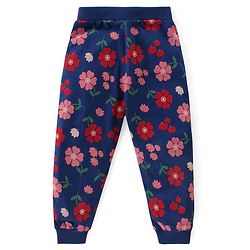 Babyhug Cotton Knit Full Length Lounge  Pants Hearts & Floral Print with Bow Applique Pack of 3 - Multicolour