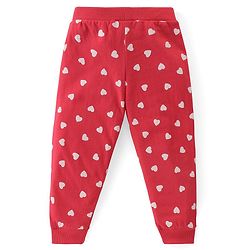Babyhug Cotton Knit Full Length Lounge  Pants Hearts & Floral Print with Bow Applique Pack of 3 - Multicolour
