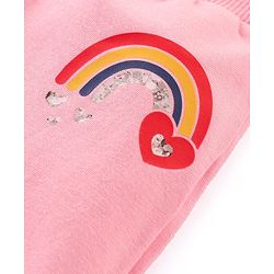 Babyhug Cotton Knit Full Length Lounge  Pants Hearts & Floral Print with Bow Applique Pack of 3 - Multicolour