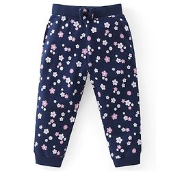 Babyhug Cotton Knit Full Length Lounge Pants Floral & Polka Dots Print with Bow Applique Pack of 3 - Multicolour