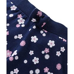 Babyhug Cotton Knit Full Length Lounge Pants Floral & Polka Dots Print with Bow Applique Pack of 3 - Multicolour