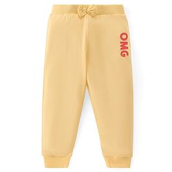 Babyhug Cotton Knit Full  Length Lounge Pants Star Print with Bow Applique Pack of 3 - Multicolour