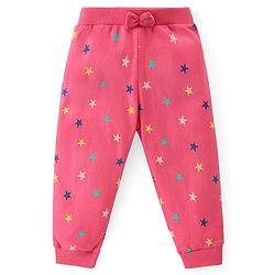 Babyhug Cotton Knit Full  Length Lounge Pants Star Print with Bow Applique Pack of 3 - Multicolour