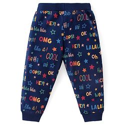Babyhug Cotton Knit Full  Length Lounge Pants Star Print with Bow Applique Pack of 3 - Multicolour