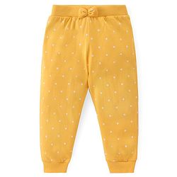 Babyhug Cotton Knit Full Length Lounge Pants Floral & Polka Dots Print with Bow Applique Pack of 3 - Multicolour