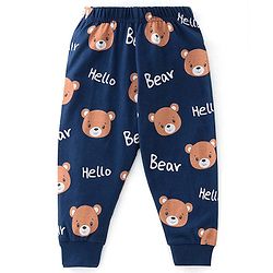 Babyhug Single Jersey Knit Full Sleeves Teddy Printed Night Suit - Navy Blue