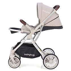 Babyhug Premium Stroller with Reversible Seat and Aluminium Frame - Grey