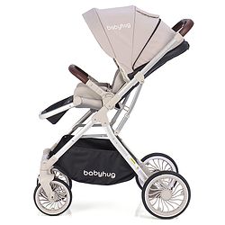 Babyhug Premium Stroller with Reversible Seat and Aluminium Frame - Grey