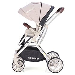 Babyhug Premium Stroller with Reversible Seat and Aluminium Frame - Grey