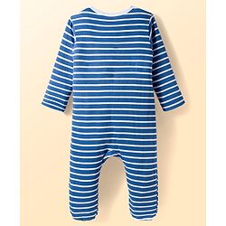 Babyhug Cotton Knit Full Sleeves Striped Sleepsuit With Animal Print Pack Of 2 - Multicolor