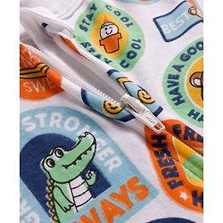 Babyhug Cotton Knit Full Sleeves Striped Sleepsuit With Animal Print Pack Of 2 - Multicolor