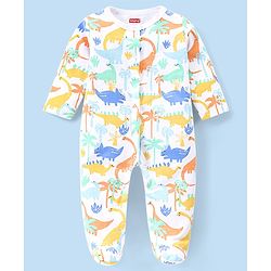 Babyhug Cotton Full Sleeves Sleepsuit With Dinosaur Print And Stripes Pack of 2 - Multicolor