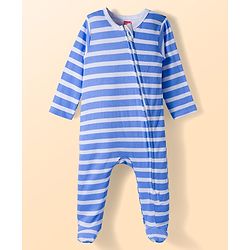 Babyhug Cotton Full Sleeves Sleepsuit With Dinosaur Print And Stripes Pack of 2 - Multicolor