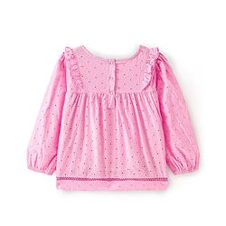 Babyhug  Rayon Woven Full Sleeves  Schiffli Top With Frill Detailing & Floral Design - Pink
