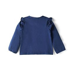 Babyhug Cotton Knit Full Sleeves Top with Smocking Detailing - Navy Blue