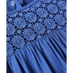Babyhug Knit Full Sleeves Top with Schiffli - Navy Blue