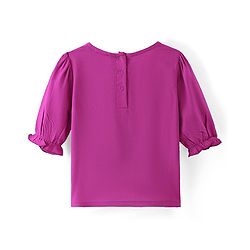 Babyhug Rayon Three Fourth Sleeves A Line Top with Floral Embroidery - Dark Pink