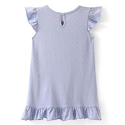 Babyhug Cotton Knit Flutter Sleeves Nighty With Text Print - Blue