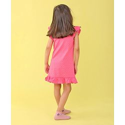Babyhug Cotton Flutter Sleeves Nighty With Floral Print - Pink