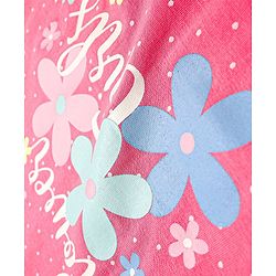 Babyhug Cotton Flutter Sleeves Nighty With Floral Print - Pink