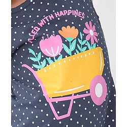 Babyhug Cotton Flutter Sleeves Nighty With Floral Print - Navy Blue